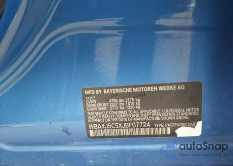 2018 BMW 440I Gran Coupe z USA, uszkodzony, nr VIN WBA4J5C5XJBF07724